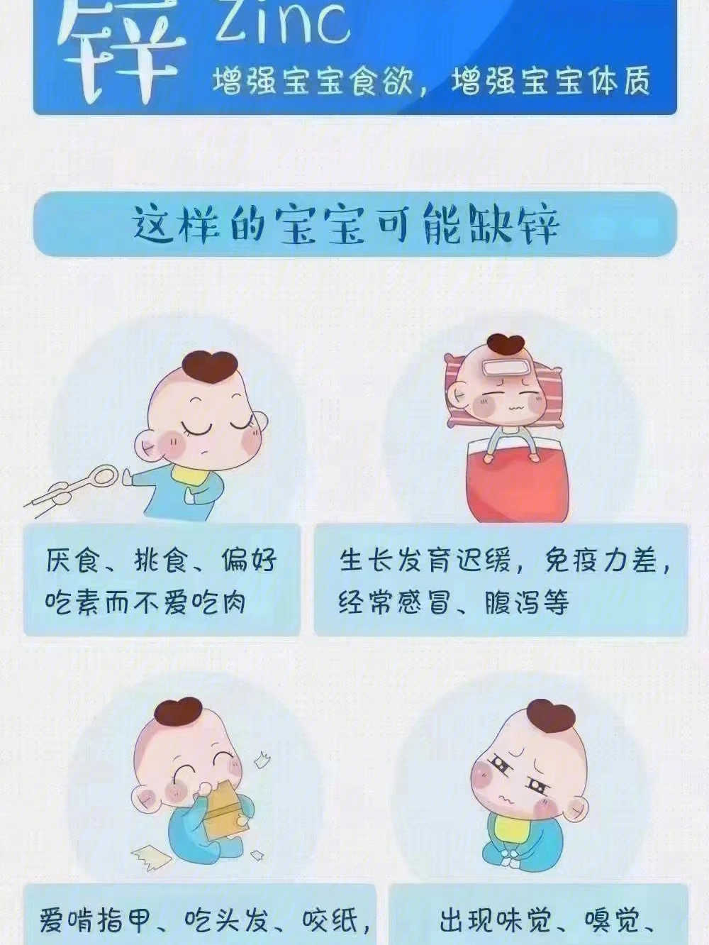 宝宝五个月缺锌的症状